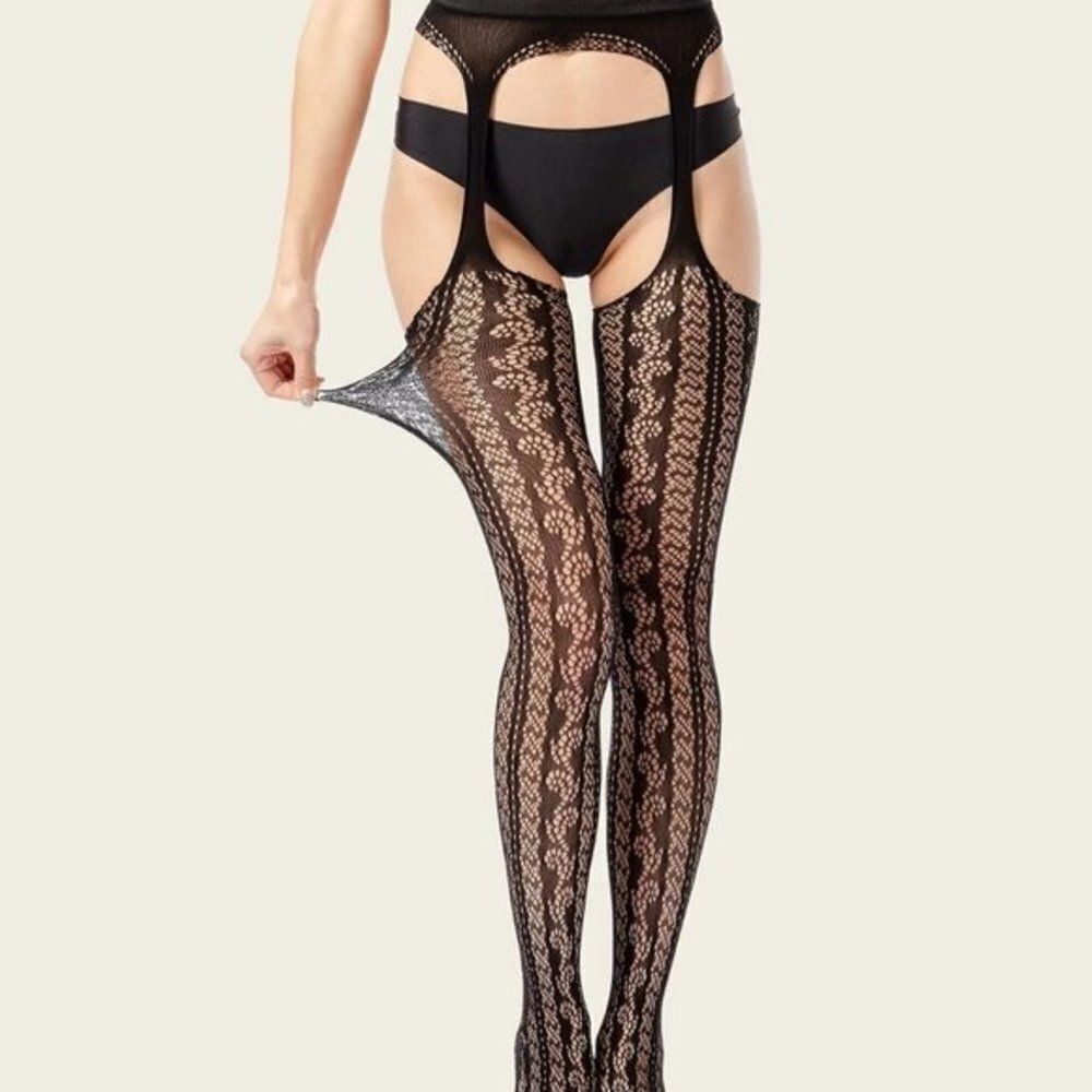 NWT Sheer Mesh Suspender Pantyhose    - Picture 5 of 6